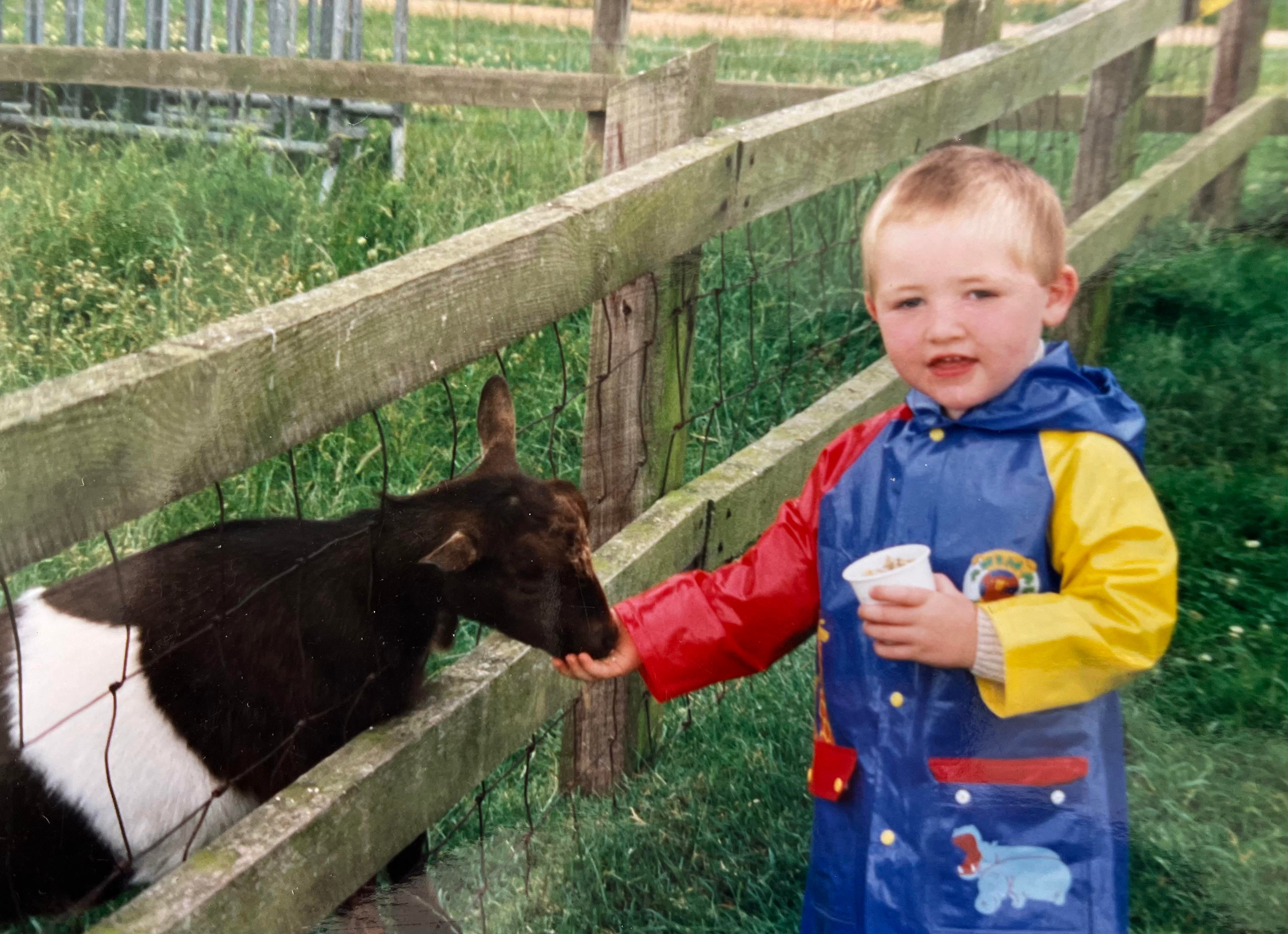 Nicholas at Marsh Country Farm aged four