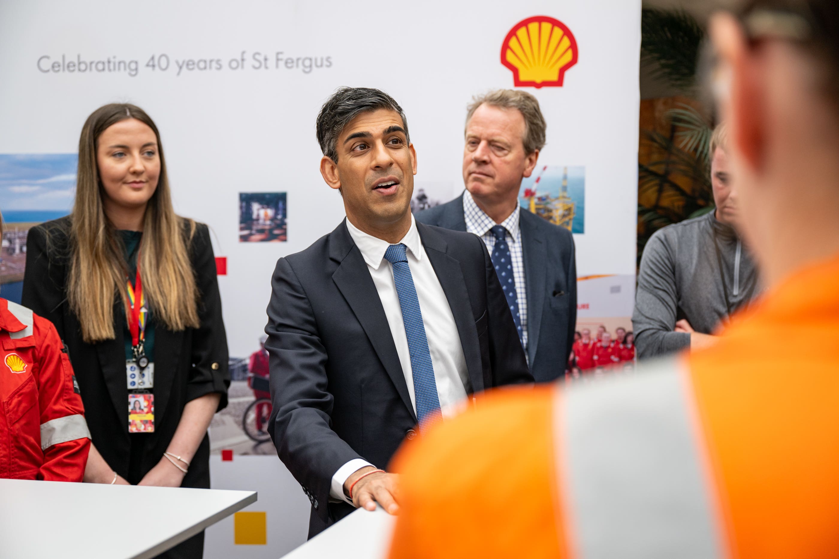 Prime minister Rishi Sunak during his visit to the Shell St Fergus gas plant in Peterhead, Aberdeenshire