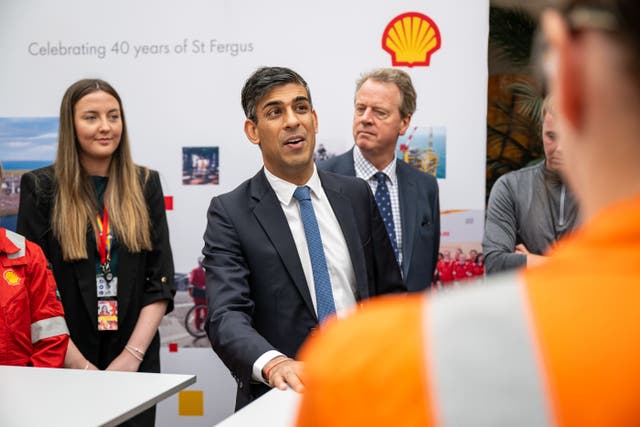 <p>Prime minister Rishi Sunak during his visit to the Shell St Fergus gas plant in Peterhead, Aberdeenshire</p>