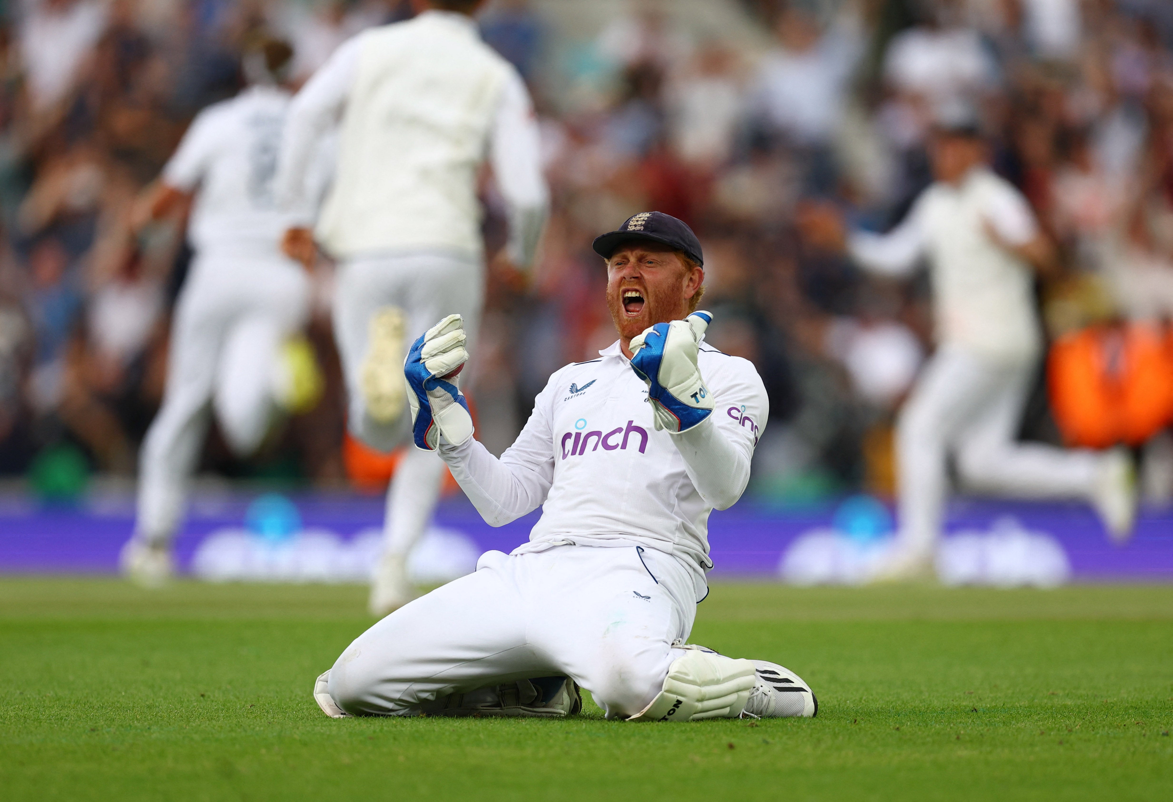 Jonny Bairstow took a catch to dismiss Australia’s Todd Murphy off the bowling of England’s Stuart Broad
