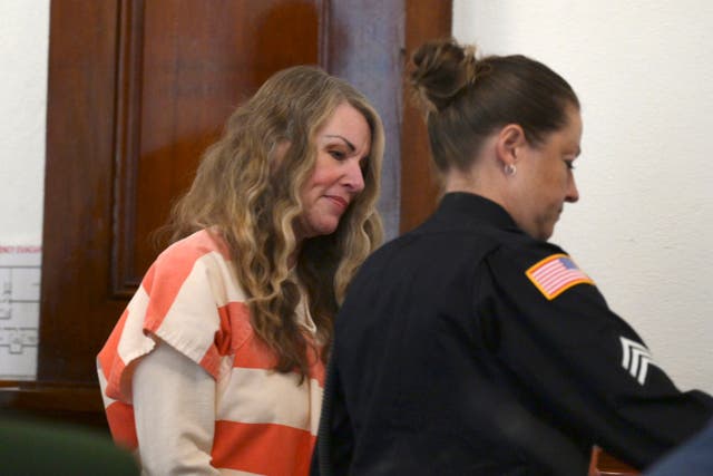 <p>Lori Vallow Daybell makes her way into court for her sentencing hearing at the Fremont County Courthouse in St. Anthony, Idaho, on 31 July 2023</p>