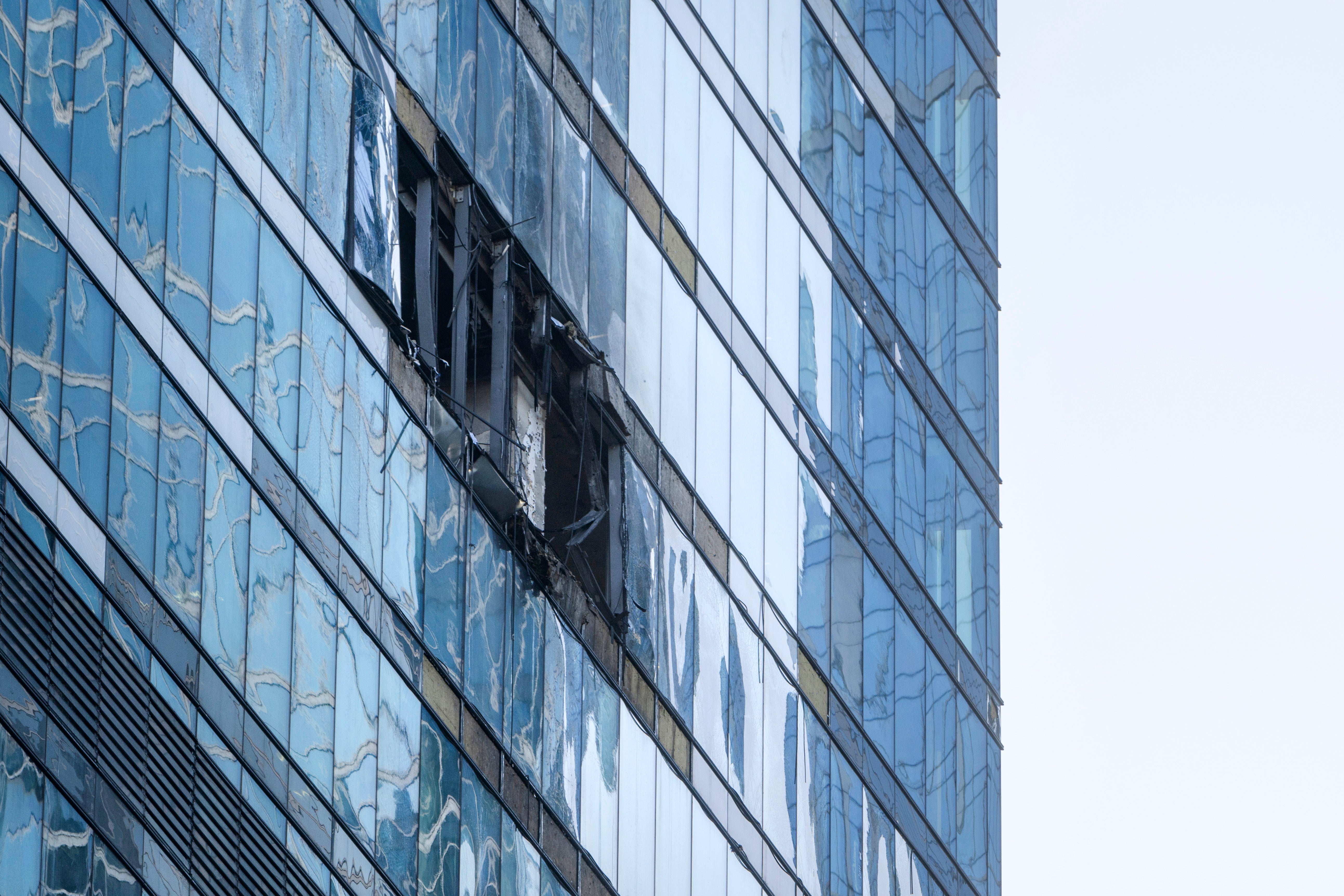 Several panes of glass were damages or destroyed