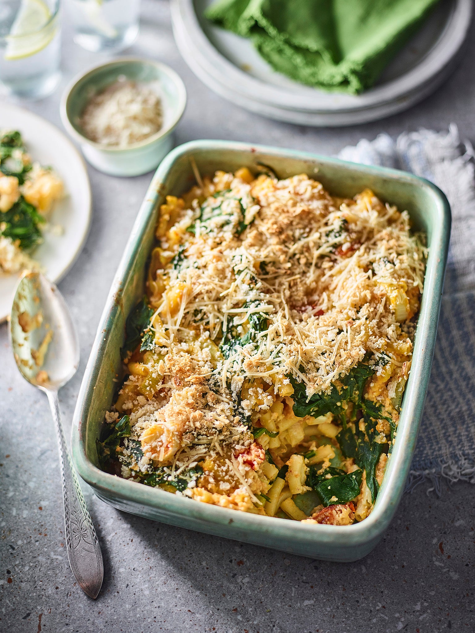 This spinach pasta bake is packed full of vegetables and contains 3 of your 5 a day