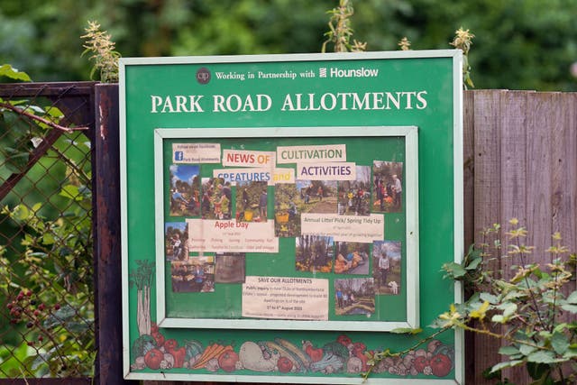 A view of Park Road Allotments in Isleworth, west London (Yui Mok/PA)