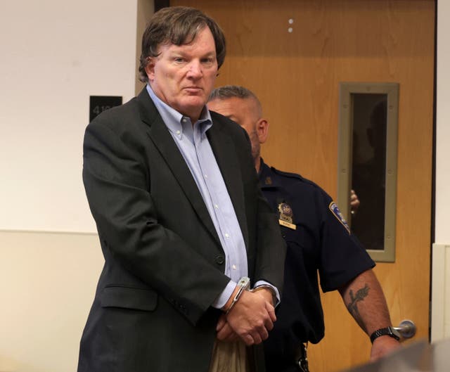 <p>Rex A Heuermann, the architect accused of murdering at least three women near Long Island’s Gilgo Beach, appears before Judge Timothy P Mazzei in Suffolk County Court on Tuesday</p>