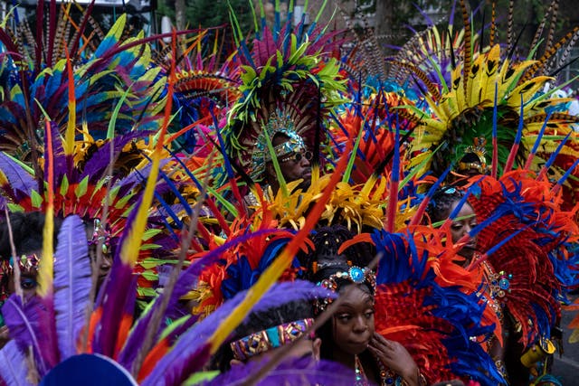 <p>Notting Hill Carnival performers take part in the main parade on August 29, 2022 in London. </p>
