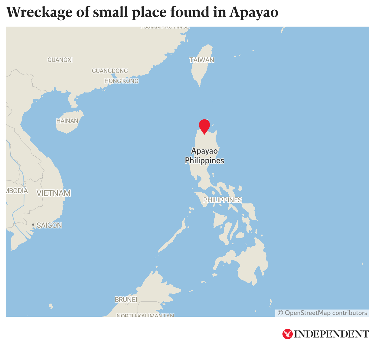 Wreckage of a small plane with two persons on board was found in Apayao