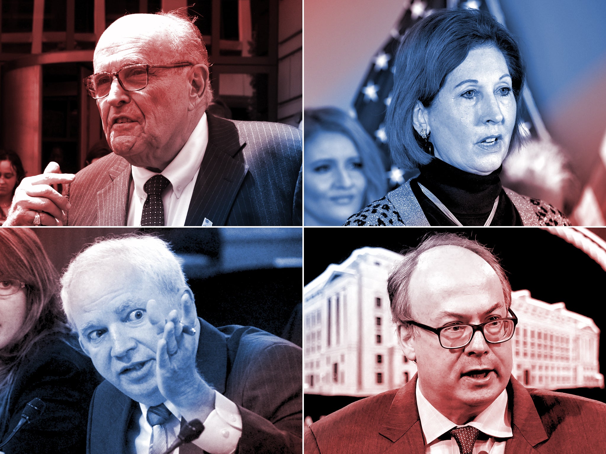 <p>Rudy Giuliani, Sidney Powell, Jeffrey Clark and John Eastman (from top left clockwise) </p>
