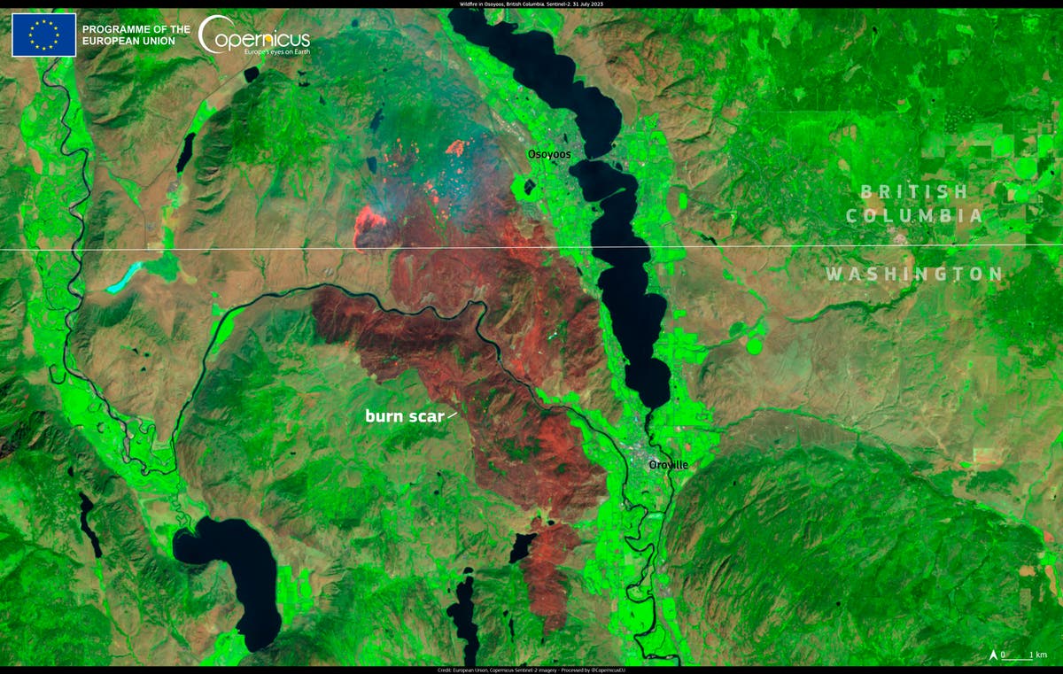 Satellites capture wildfire burning across US-Canada border as towns evacuated - Vimarsana News