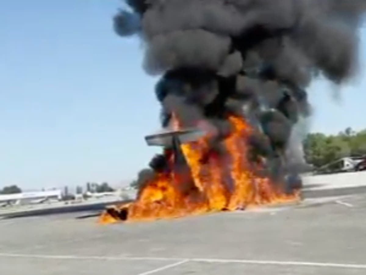 Two dead in fiery plane crash at Van Nuys Airport in Los Angeles The