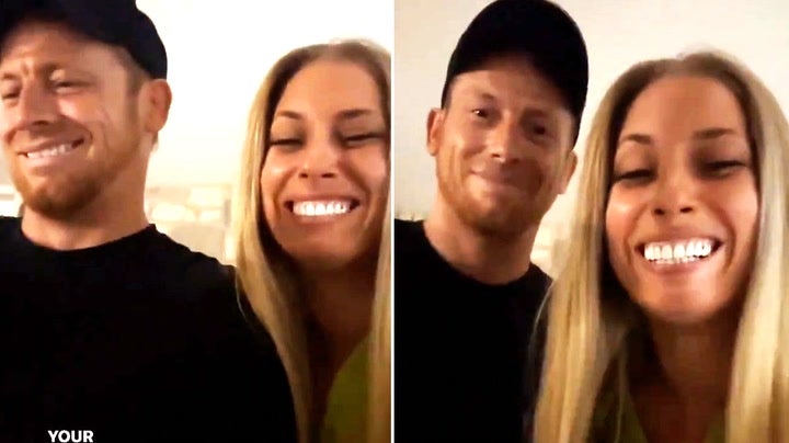 <p>Stacey Solomon and Joe Swash share their hilarious spray tans.</p>