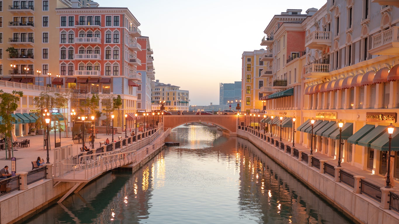 The Qanat Quartier is a blend of Venetian and Arabic architecture