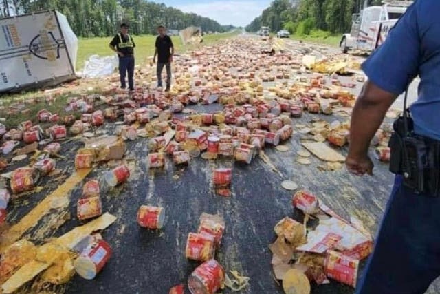 <p>Nacho cheese spilled across an Arkansas highway</p>