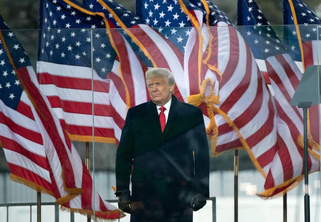 <p>Donald Trump, speaking to a crowd of his supporters on 6 January, 2021 in Washington DC, before a mob stormed the halls of Congress. </p>