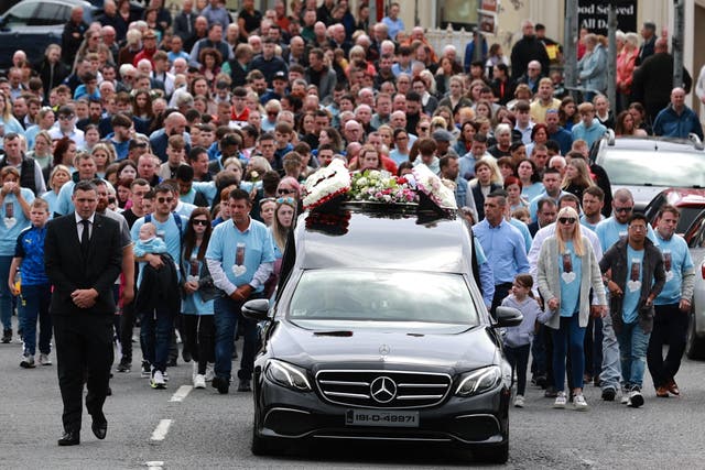 The funeral procession of Kiea McCann (Liam McBurney/PA)
