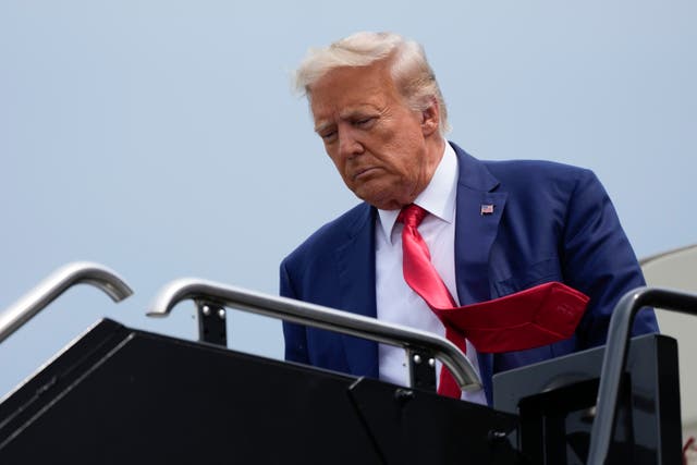 <p>Donald Trump arrives at Ronald Reagan Washington National Airport on Thursday 3 August</p>