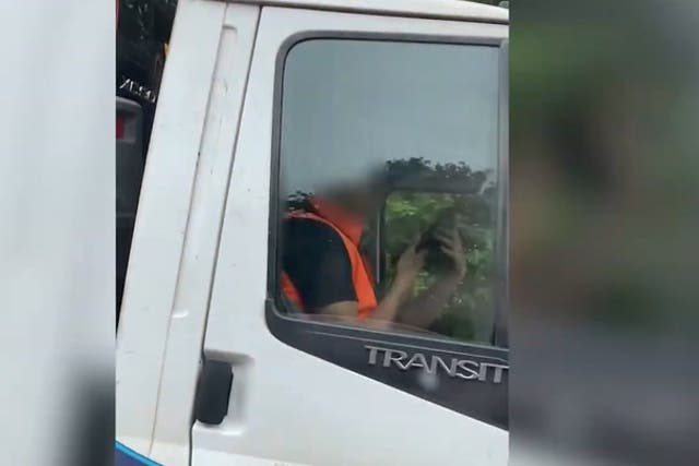 <p>Man drives down dual carriageway with hands off the wheel in shocking police footage.</p>