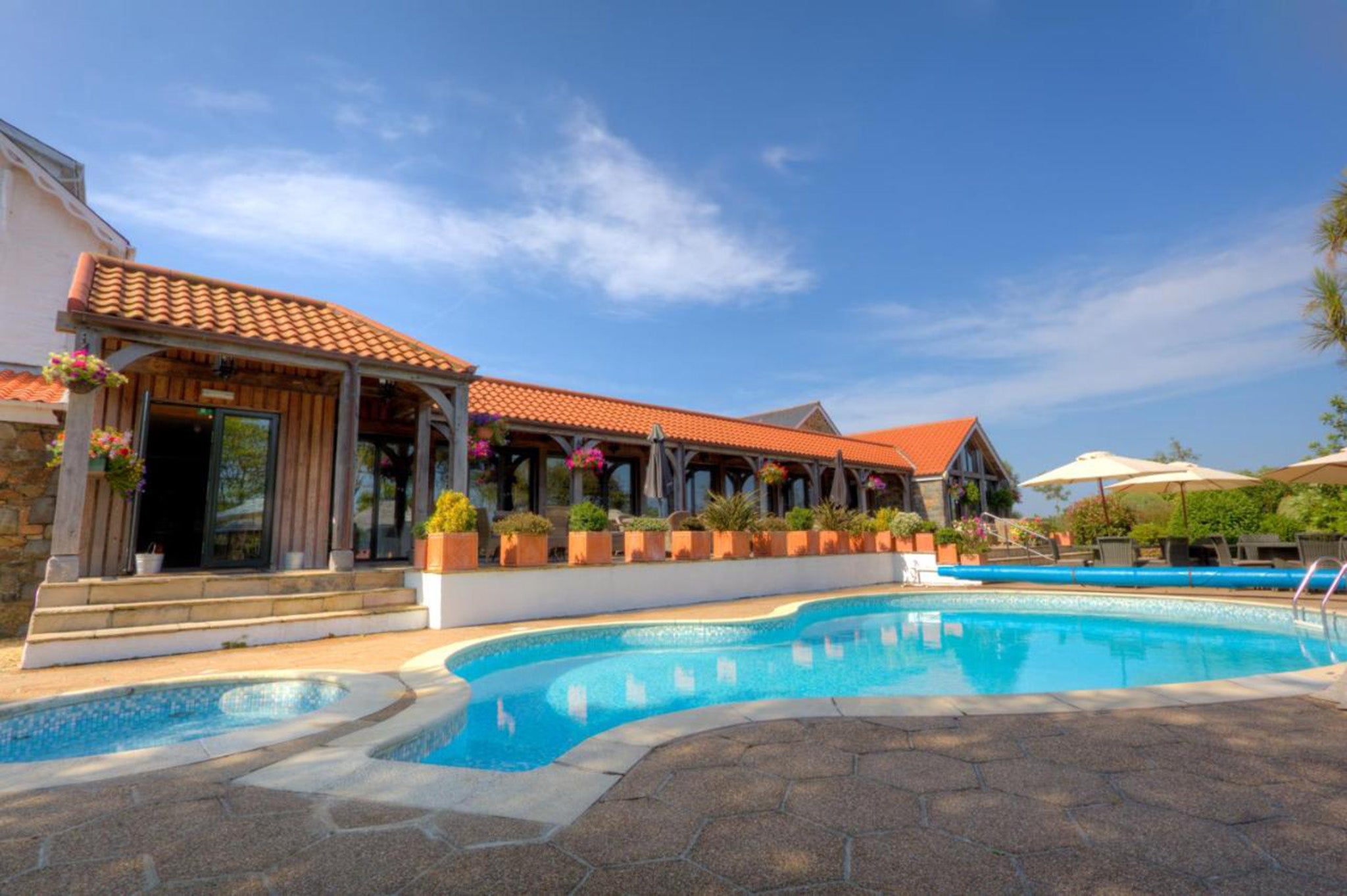 Unwind with a dip in the heated pool