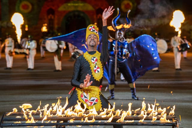 Performers from the Trinidad and Tobago Defence Force Steel Orchestra on the Esplanade of Edinburgh Castle at this year’s Royal Edinburgh Military Tattoo (Jane Barlow/PA)