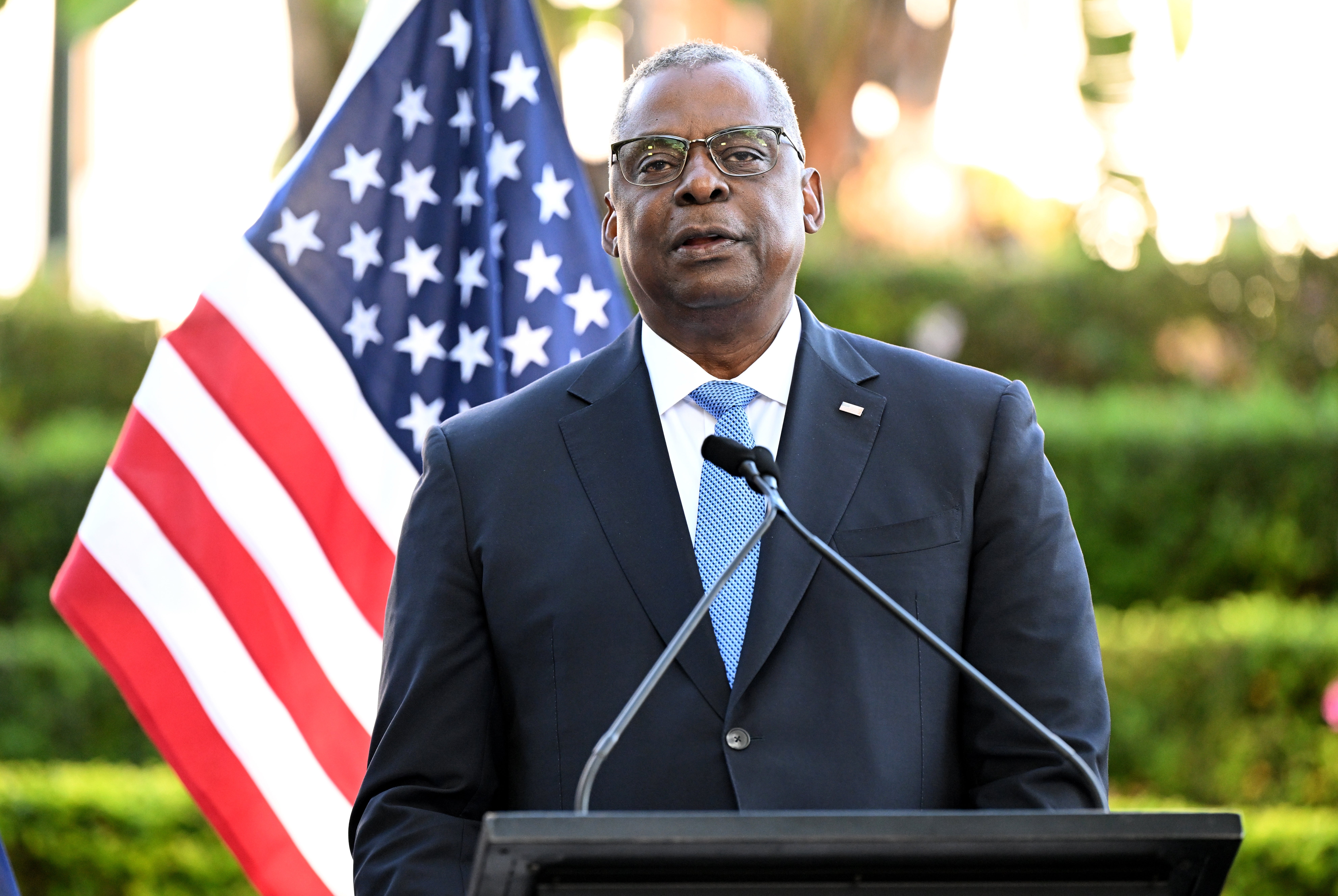 US Defence Secretary Lloyd Austin attends a press conference after the Australia-US Ministerial Consultations on 29 July 2023