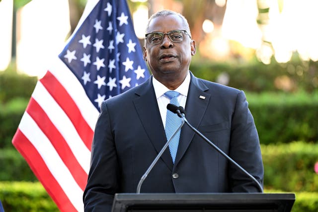 <p> US Defence Secretary Lloyd Austin attends a press conference after the Australia-US Ministerial Consultations on 29 July 2023</p>