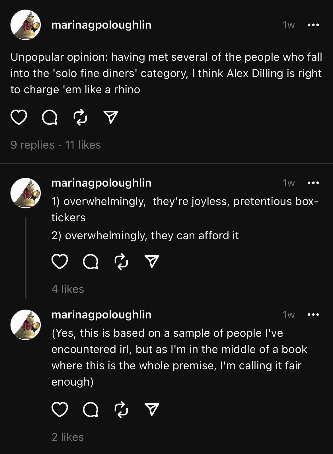 In light of the Alex Dilling news, O’Loughlin took to Threads to announce her views