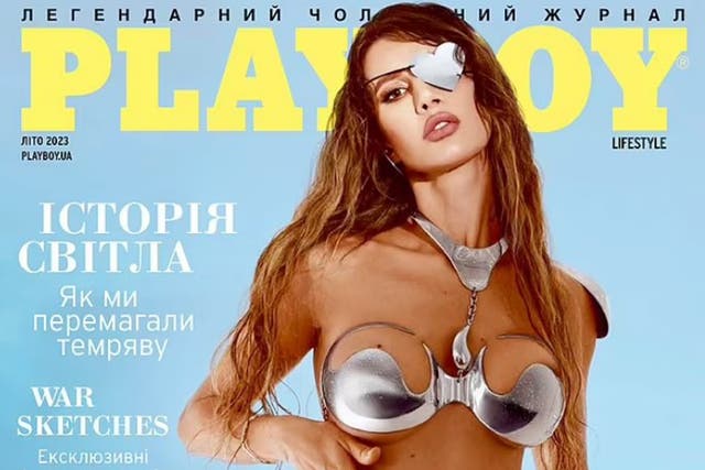 <p>Iryna Bilotserkovets was featured on the first printed cover of <em>Playboy</em> in 18 months after going digital during the pandemic</p>