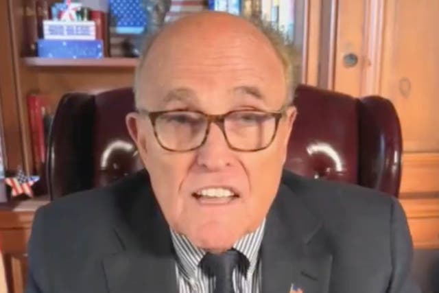 <p>Rudy Giuliani appears on Newsmax</p>