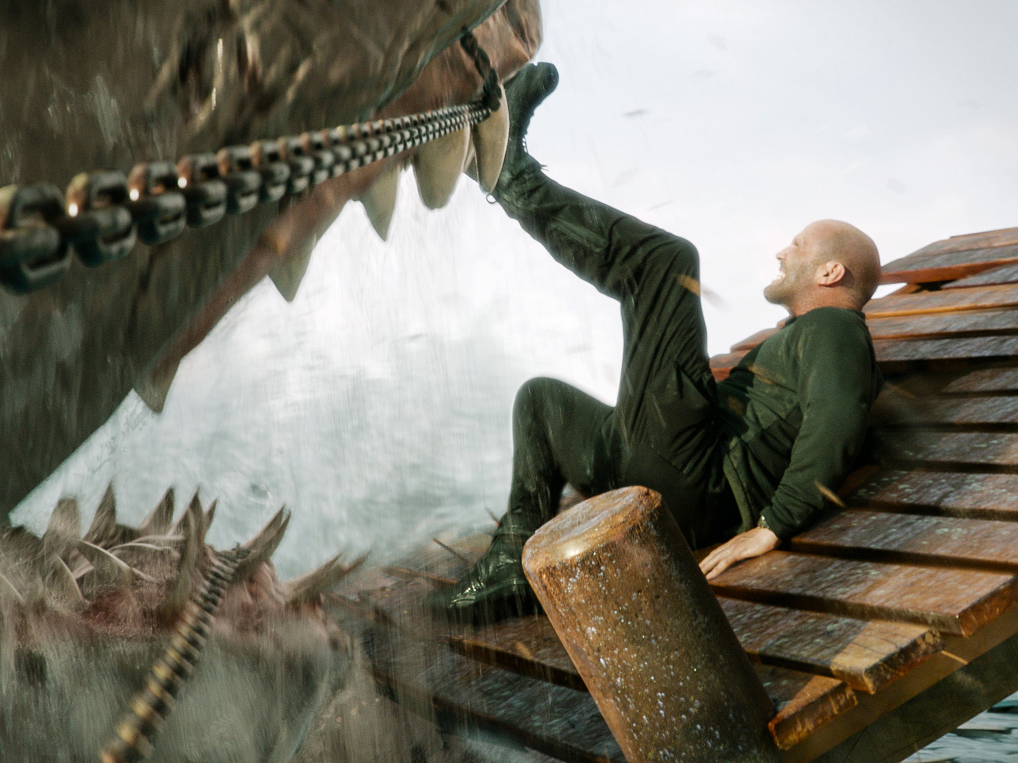 A big shark and Jason Statham in ‘Meg 2: The Trench'