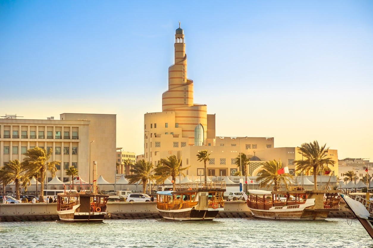 The Corniche promenade includes several popular landmarks in the Doha Bay area