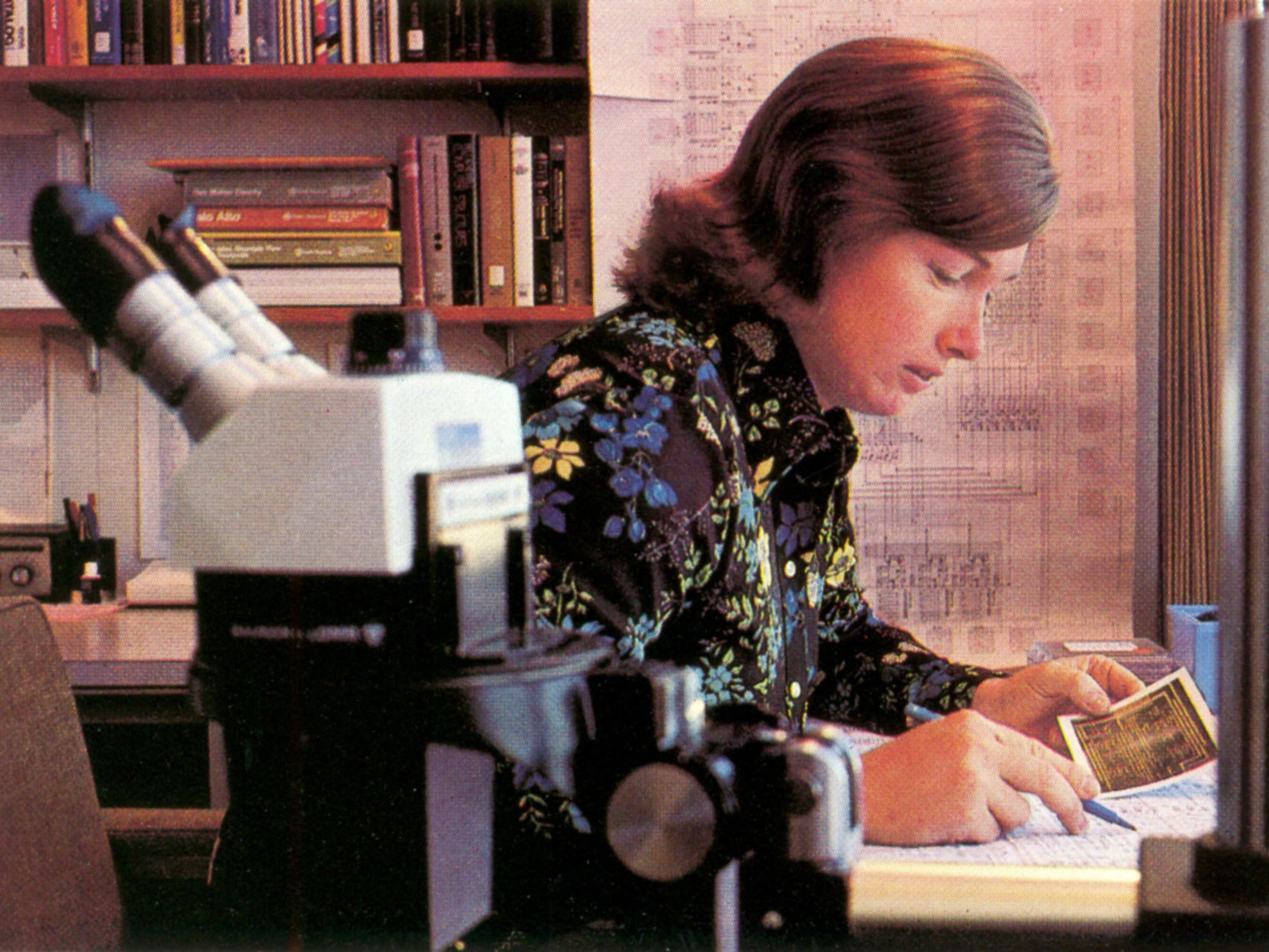 Lynn Conway working at Xerox PARC in Palo Alto, California, 1977