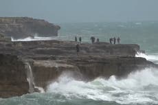 Huge waves batter UK coast as Storm Antoni hits with 70mph winds forecast