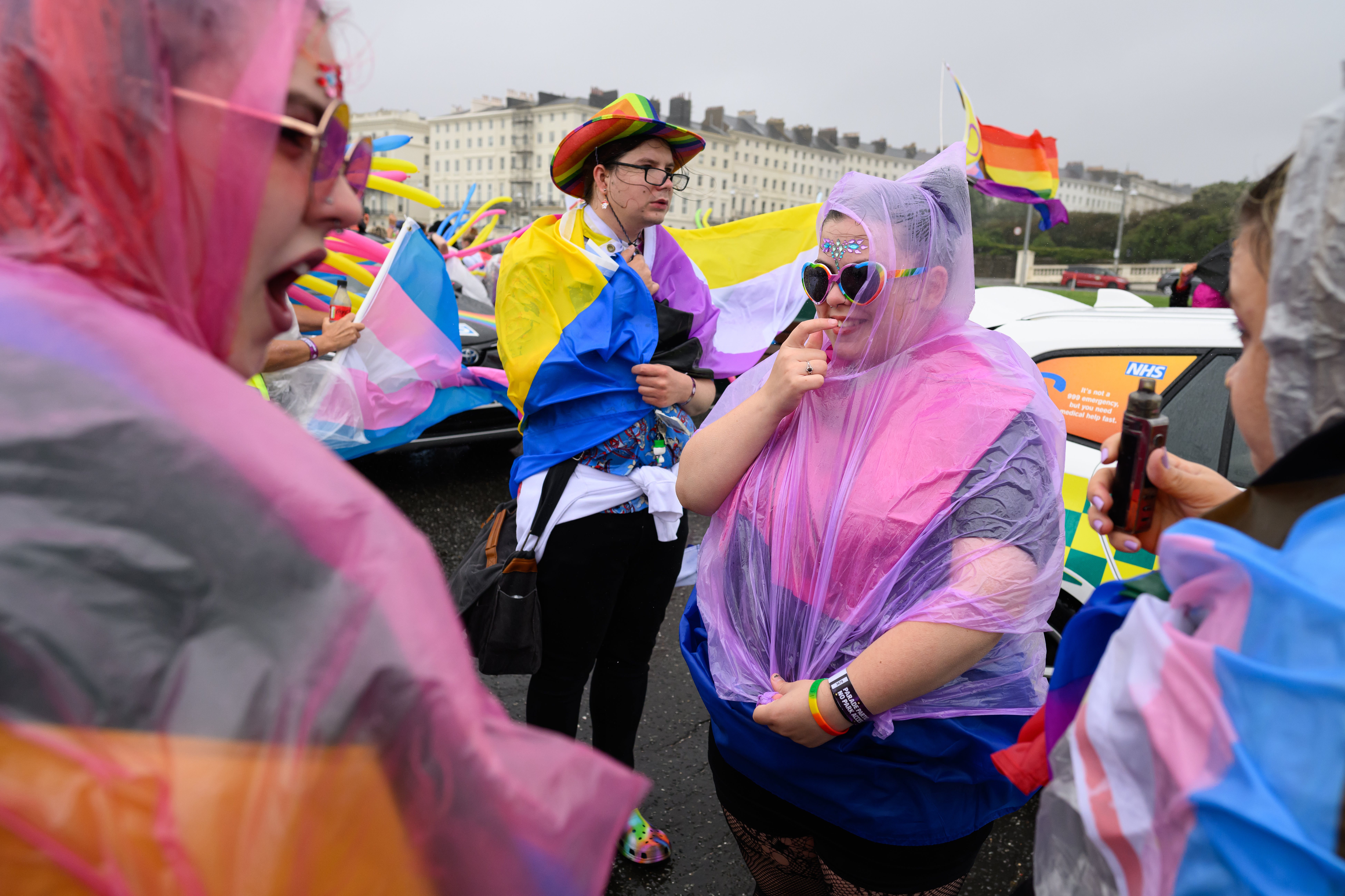 Revellers brave the heavy rain and strong winds during Brighton & Hove Pride 2023