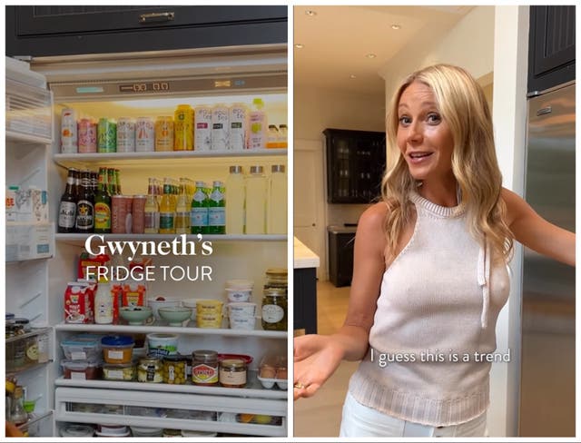 <p>Gwyneth Paltrow during her fridge tour</p>