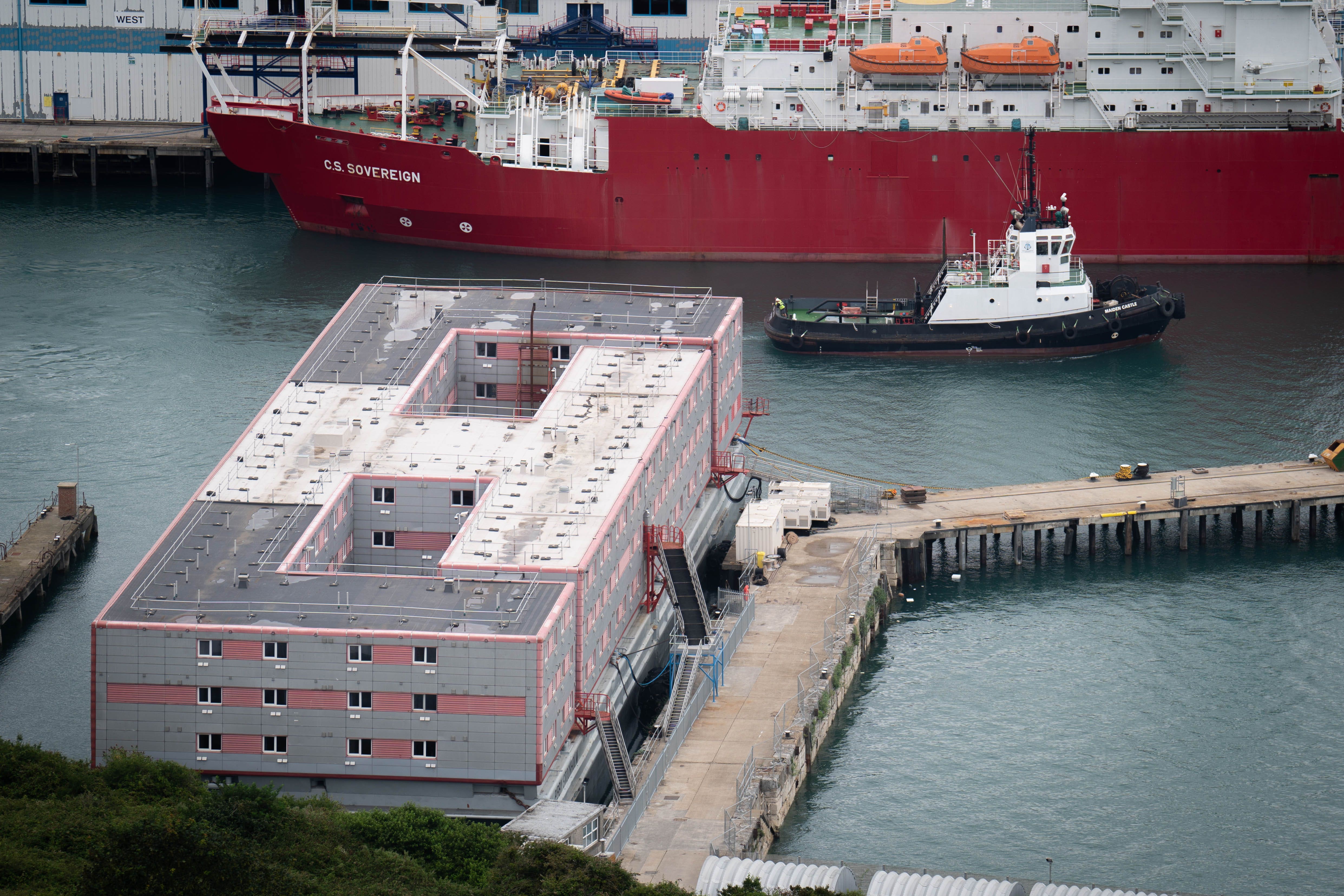 There are still no migrants living on the Bibby Stockholm asylum barge (James Manning/PA)