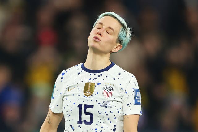 <p>Megan Rapinoe missed from the spot with her final kick at the World Cup </p>