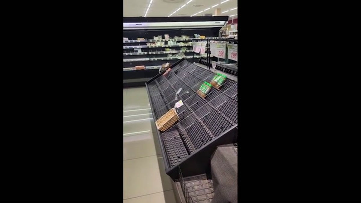 Japanese supermarket shelves empty after Typhoon Khanun returns