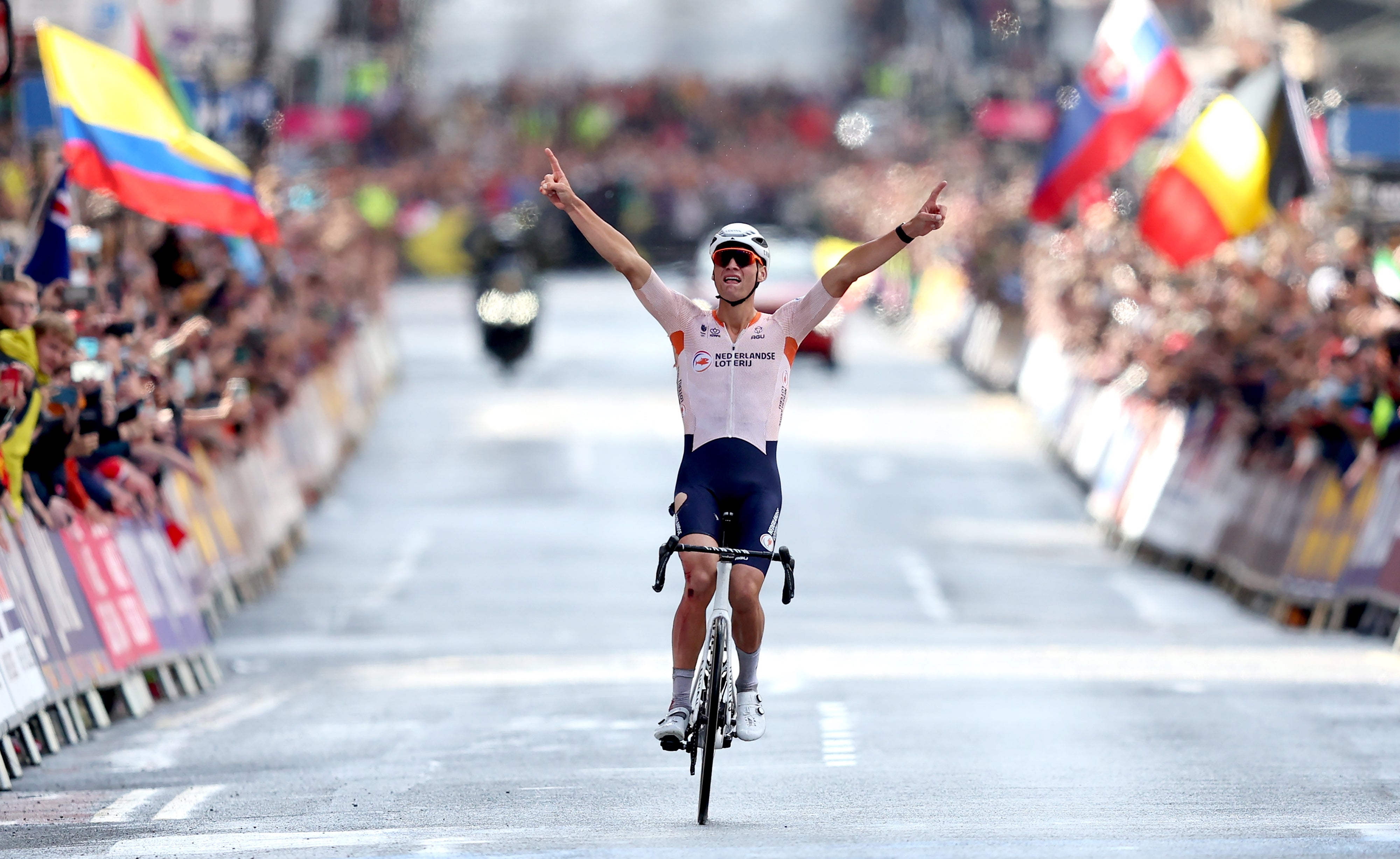 Mathieu van der Poel wins UCI World Championships after race hit by protestors The Independent