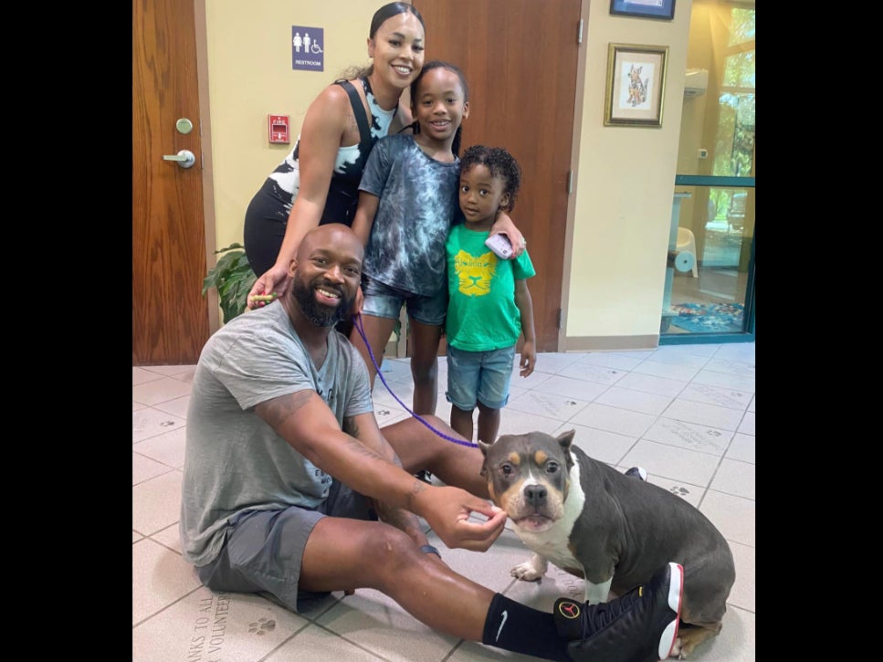 The Smith family were reunited with their missing dog Jill at an Arkansas shelter