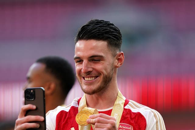 <p>Declan Rice already had his first taste of success with Arsenal in the Community Shield </p>