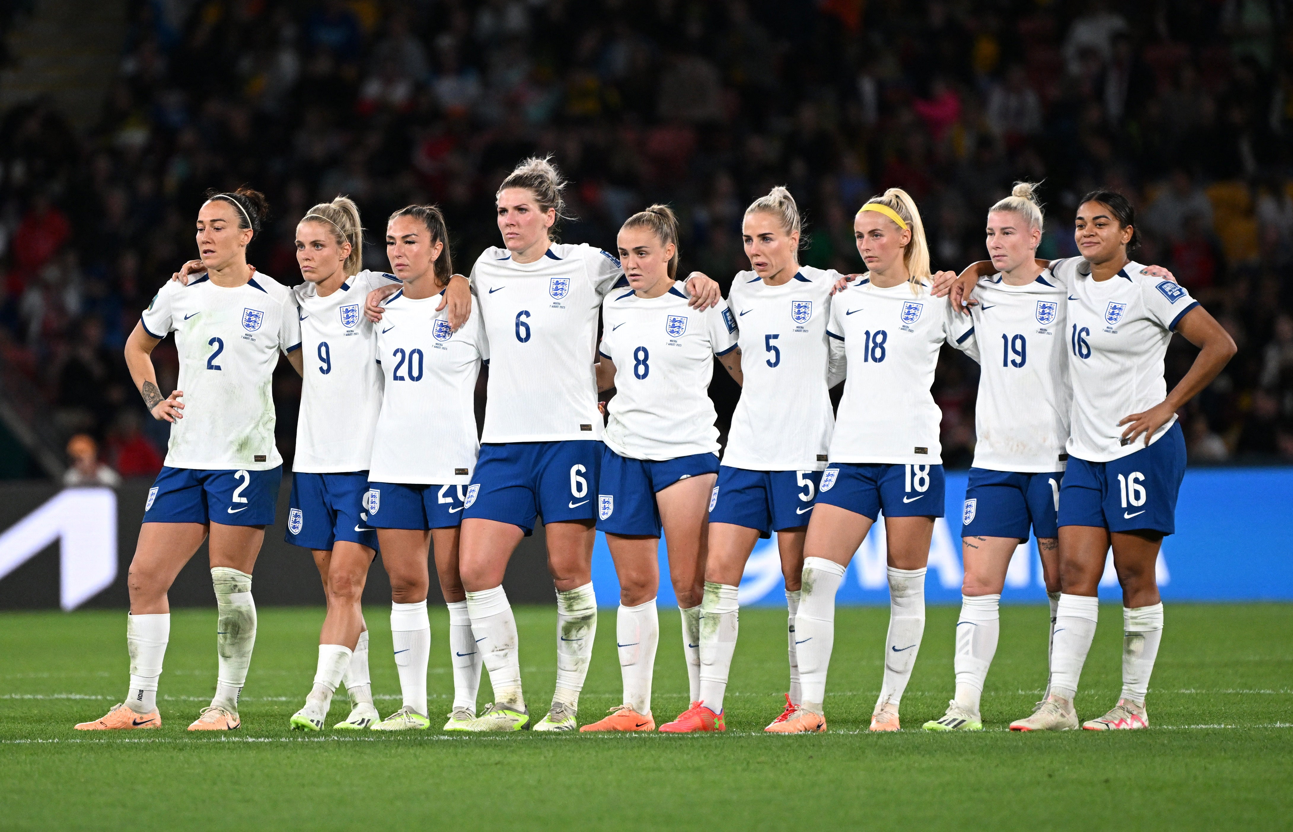 Tension in the pride: England look on during penalty shootout