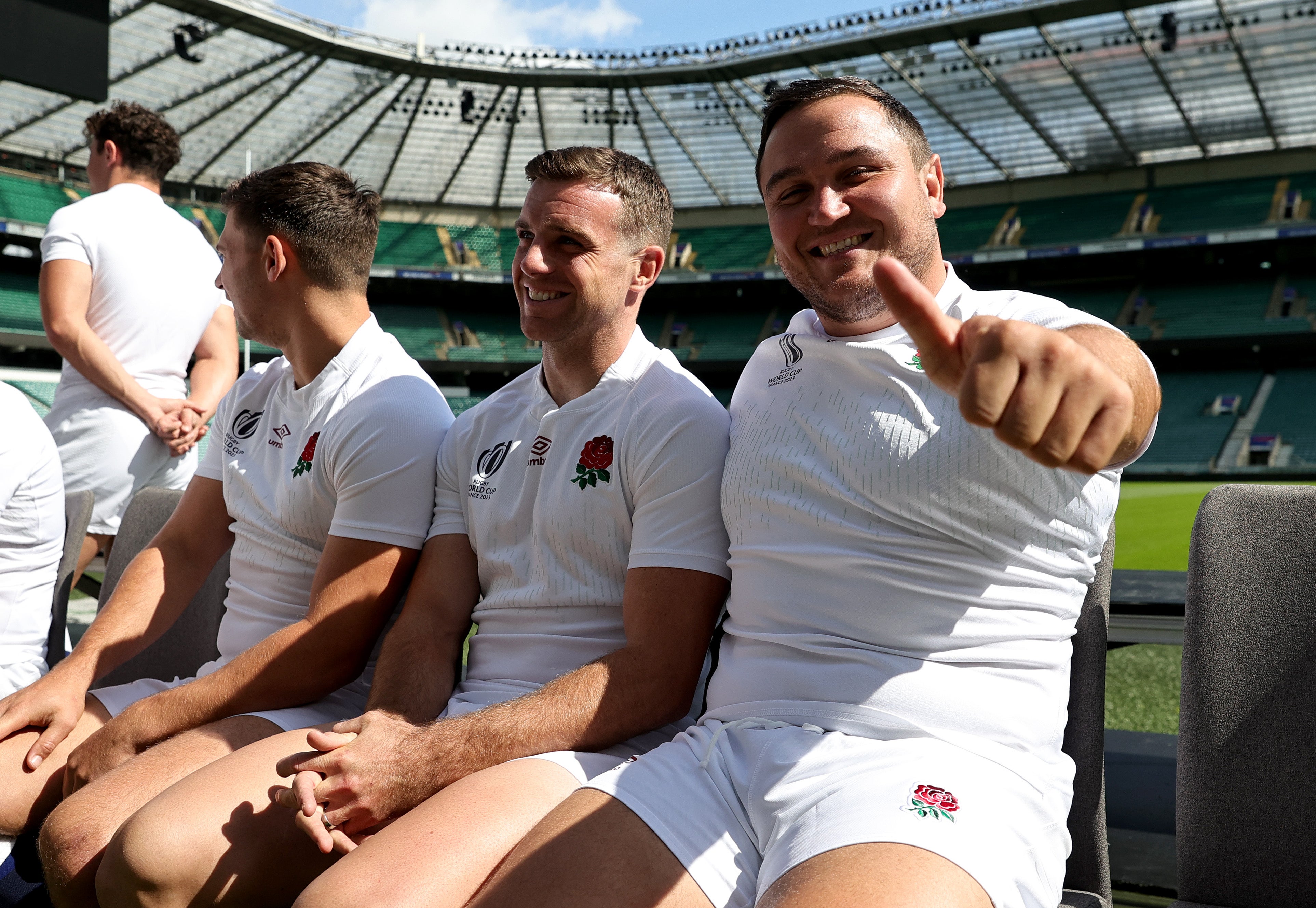 England’s squad gather at Twickenham for the announcement