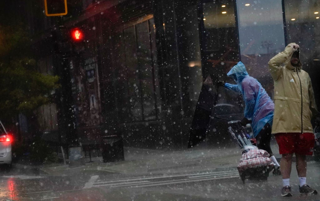 People battling storm conditions in Washington DC on Monday
