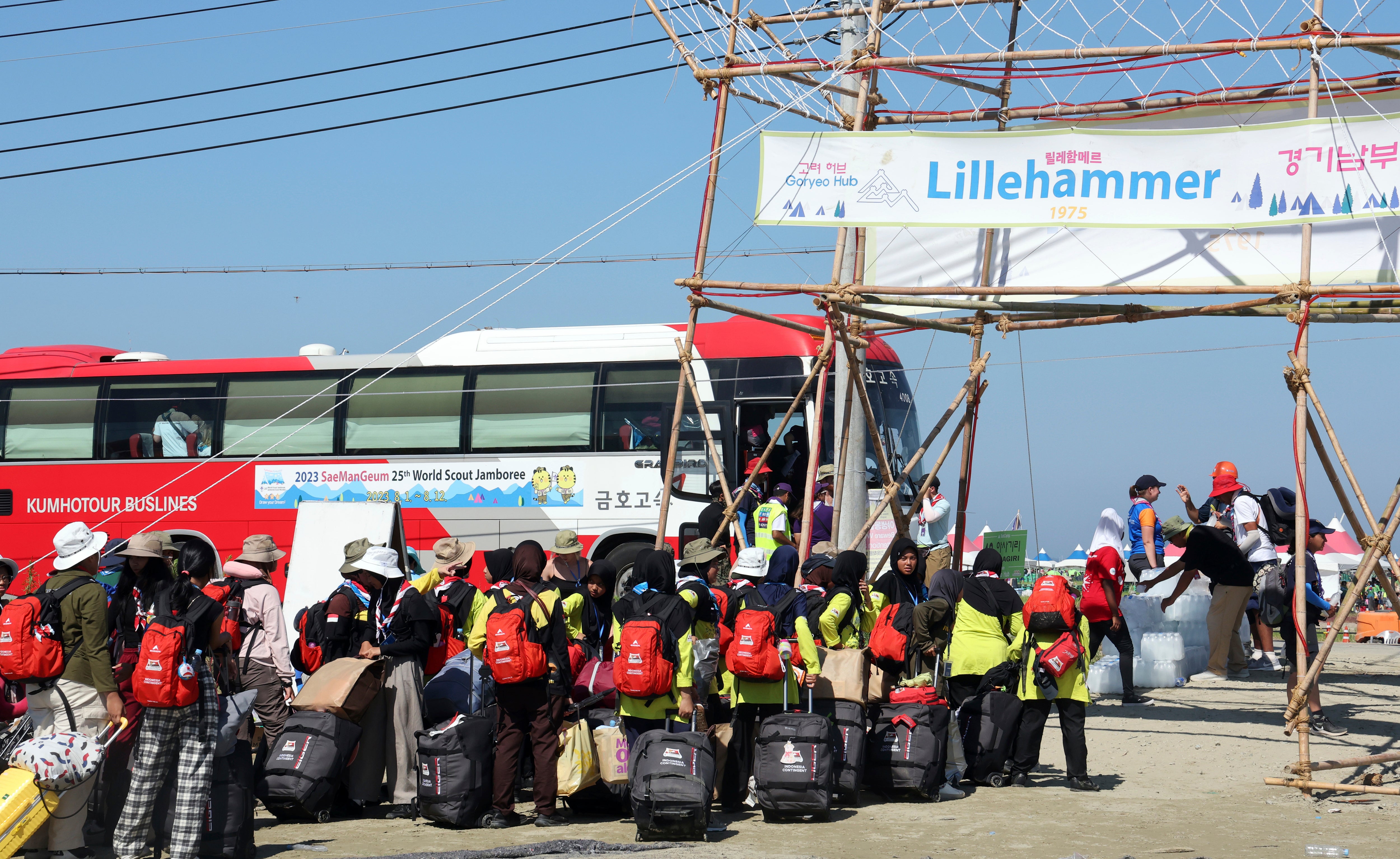 Busloads of children were still leaving on Tuesday