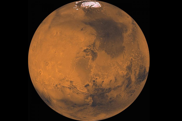 <p>View of Mars created from about 1,000 Viking Orbiter images</p>