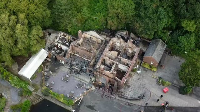<p>Britain's ‘wonkiest pub' reduced to rubble after fire destroyed The Crooked House. </p>