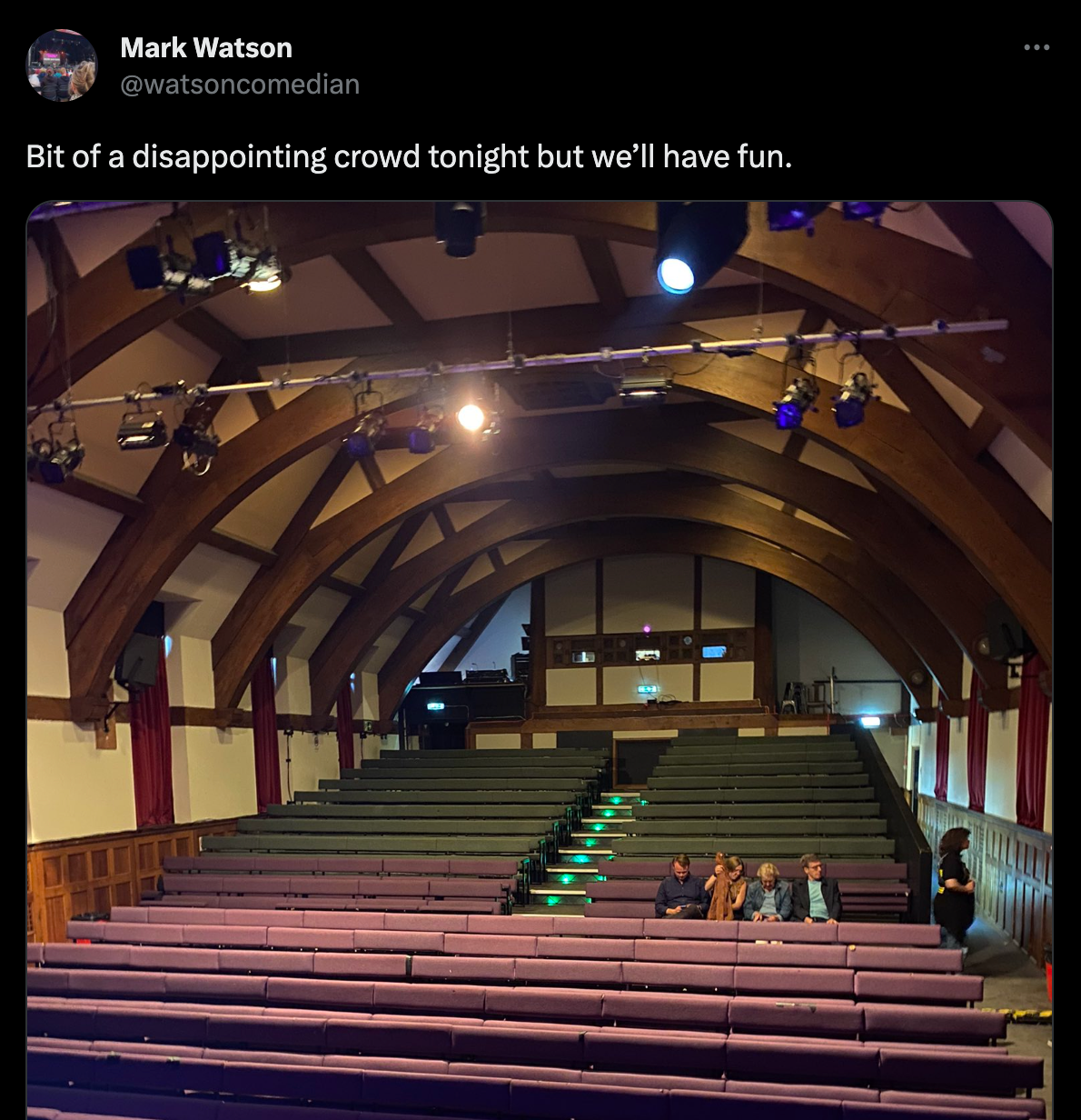 Mark Watson joked that nobody had shown up to his Edinburgh Fringe show