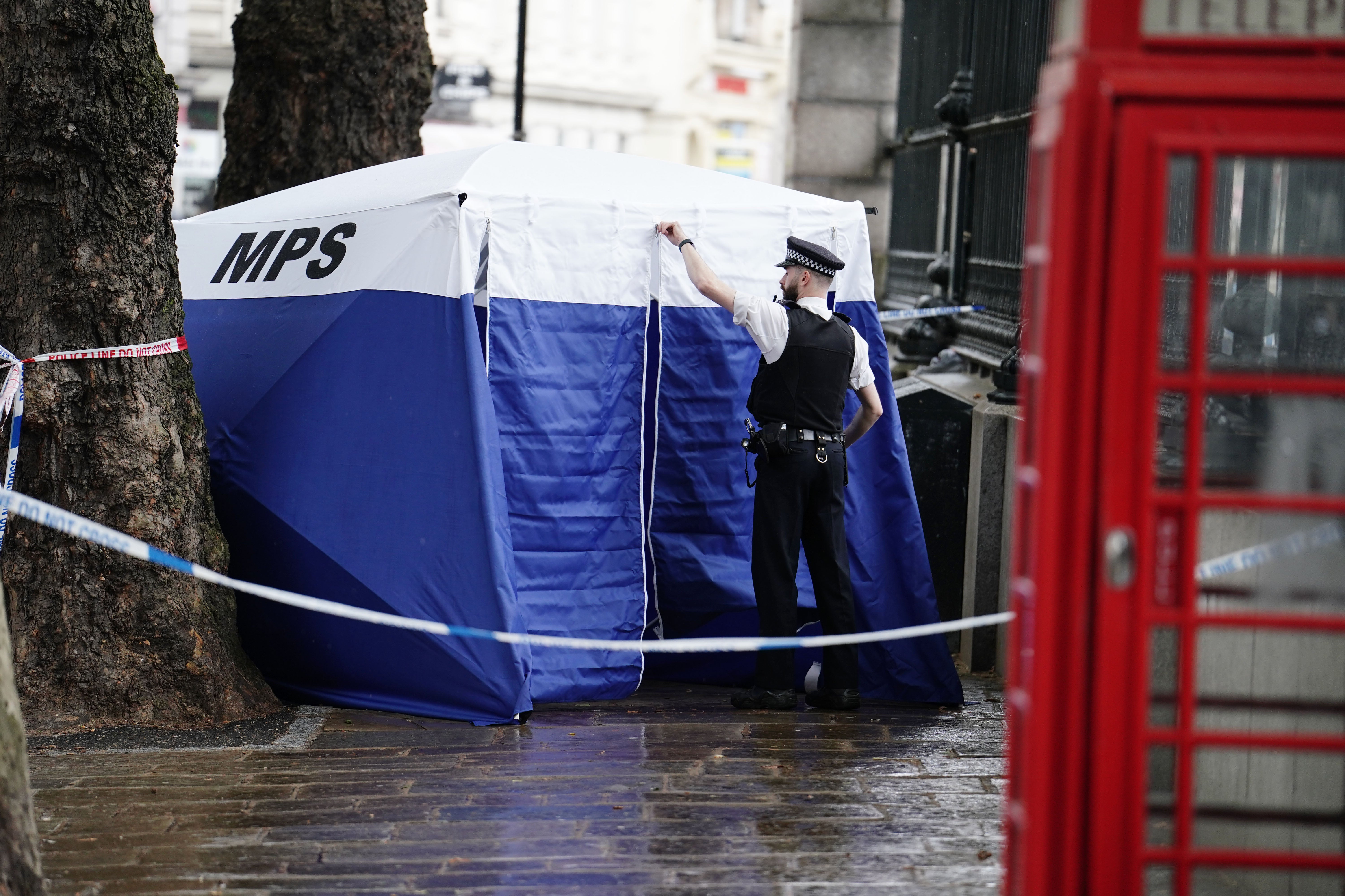A tent has been erected at the scene while police investigate