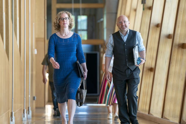 Humza Yousaf has been advised to end the coalition deal with the Scottish Greens, which brough Patrick Harvie and Lorna Slater into government. (Jane Barlow/PA)