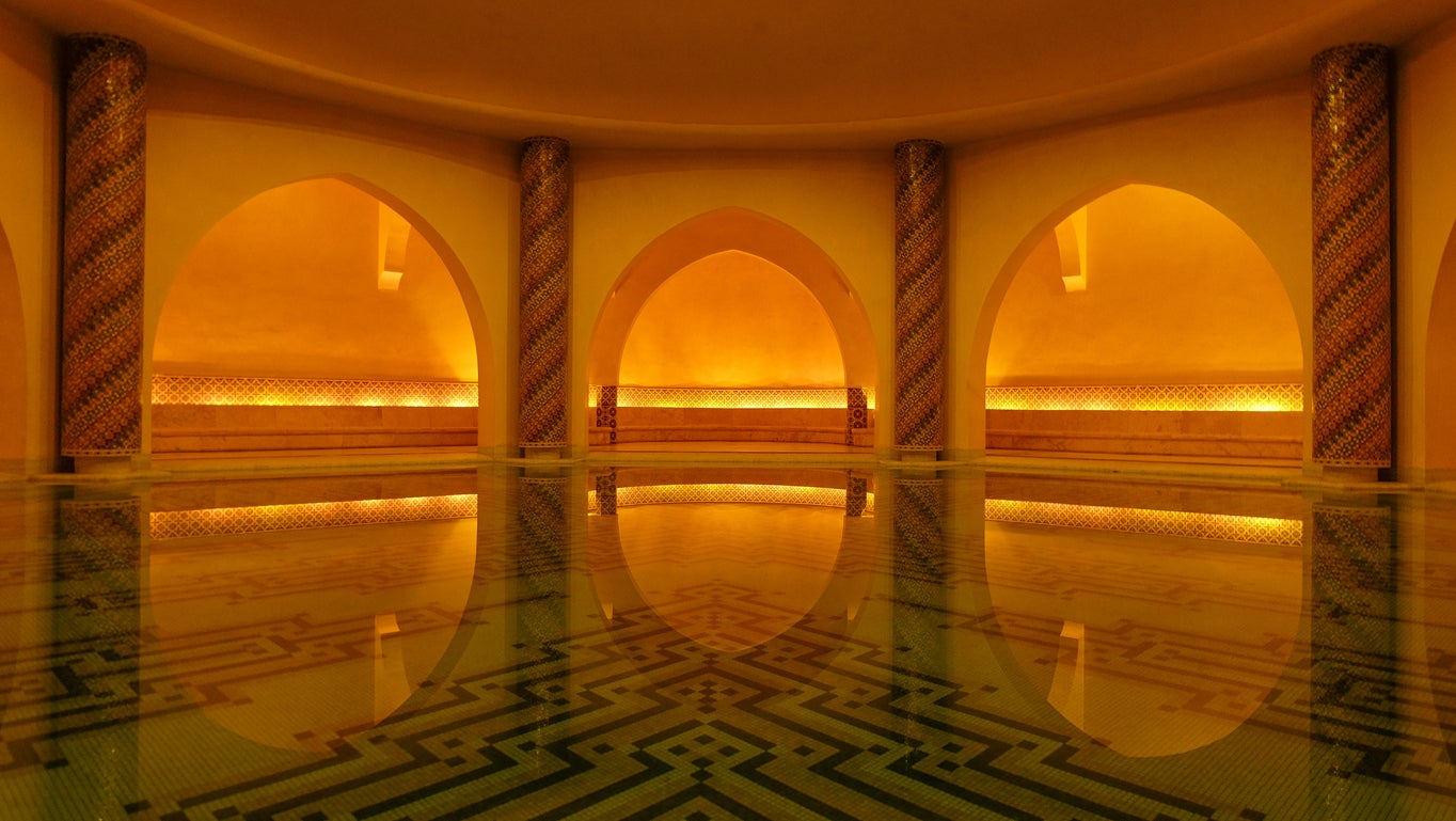 A view of the Turkish baths at the Hassan II Mosque